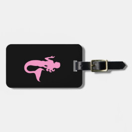 海Glow_Pink-on-Black Mermaid_personalized ラゲッジタグ
