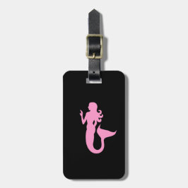 海Glow_Pink-on-Black Mermaid_personalized ラゲッジタグ