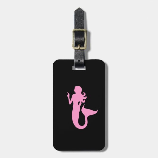 海Glow_Pink-on-Black Mermaid_personalized ラゲッジタグ (正面縦)