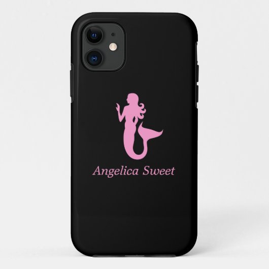 海Glow_Pink-on-Black Mermaid_personalized Case-Mate iPhoneケース (裏面)