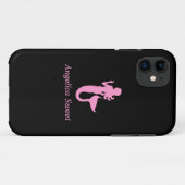海Glow_Pink-on-Black Mermaid_personalized Case-Mate iPhoneケース (裏面(横))