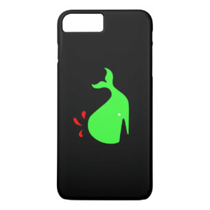 海Glow_Spouty Whale_Bright Green，黒に赤 iPhone 8 Plus/7 Plusケース