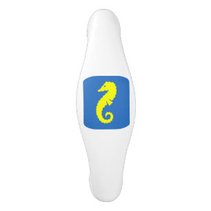 海Glow_Yellow on Blue Seahorse セラミックキャビネット取っ手