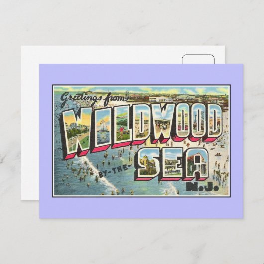 海NJによるワイルドウッドからのヴィンテージの挨拶 ポストカード (正面/裏面)