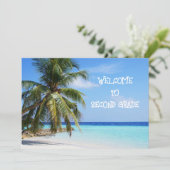 海Palm Tree Welcome Studentsメッセージカード 招待状 (スタンド正面)