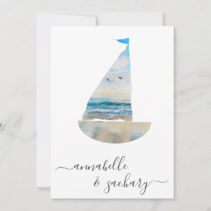 *~*海Sea BOAT RSVP -ビーチQR AR7 結婚 In 招待状