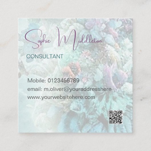 海Under The Sea Coral QR Business Card スクエア名刺 (裏面)