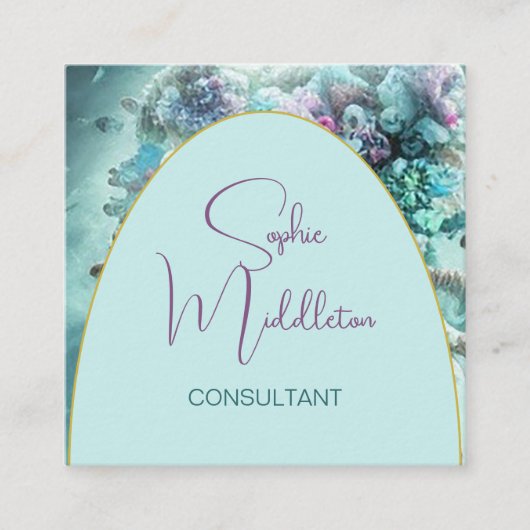 海Under The Sea Coral QR Business Card スクエア名刺 (正面)