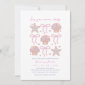 海You Soon Baby Girl Coastal Baby Shower 招待状 (正面)