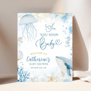 海You Soon Baby Showerウェルカムサイン ポスター