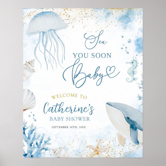 海You Soon Baby Showerウェルカムサイン ポスター (正面)