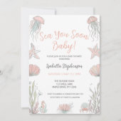 海You Soon Coastal Hand Drawn Baby Shower 招待状 (正面)