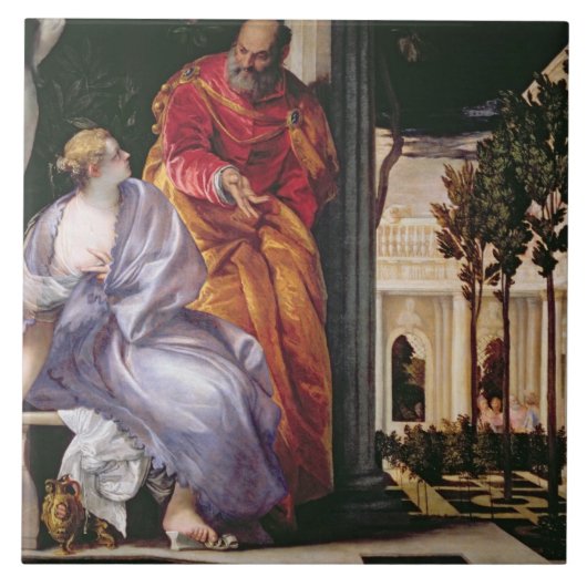 浸るBathsheba c.1575 (キャンバスの油) タイル (正面)