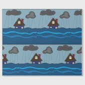 浸水した家の暗雲 ラッピングペーパー (フラット)