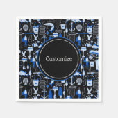 消えたパーソナライズされた魚釣りの青いパターン スタンダードカクテルナプキン (正面)