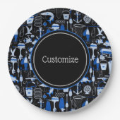 消えたパーソナライズされた魚釣りの青いパターン ペーパープレート (正面)