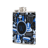 消えたモノグラムの魚釣りの青いパターン フラスク (左)