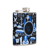 消えたモノグラムの魚釣りの青いパターン フラスク (右)