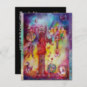 消えた影の庭の妖精たち、ピンクの蝶 インビテーションポストカード (正面/裏面)