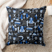 消えた魚釣りの青いパターン クッション (ブランケット)