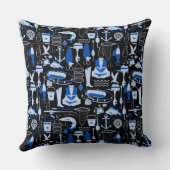 消えた魚釣りの青いパターン クッション (裏面)