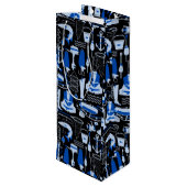 消えた魚釣りの青いパターン ワインギフトバッグ (裏面アングル)