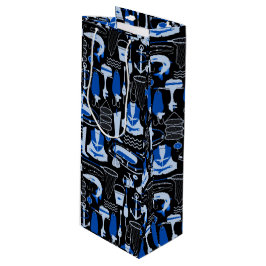 消えた魚釣りの青いパターン ワインギフトバッグ