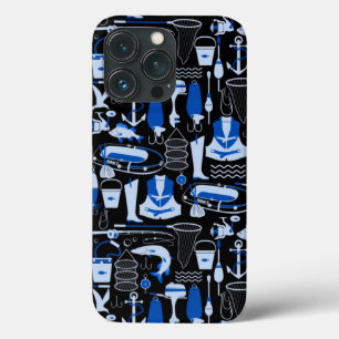 消えた魚釣りの青いパターン iPhone 13 PROケース