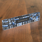 消えた魚釣りの青のパターン デスクネームプレート (側面)