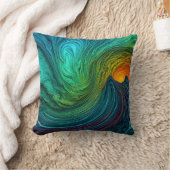 「消える太陽」の抽象芸術フラクタル波 クッション (ブランケット)