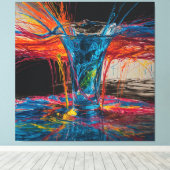 消える水の抽象芸術画像 キャンバスプリント (インサイチュ (ウッドフロア))