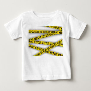 消保留は警察テー遠くにプ3dを横断しない ベビーTシャツ