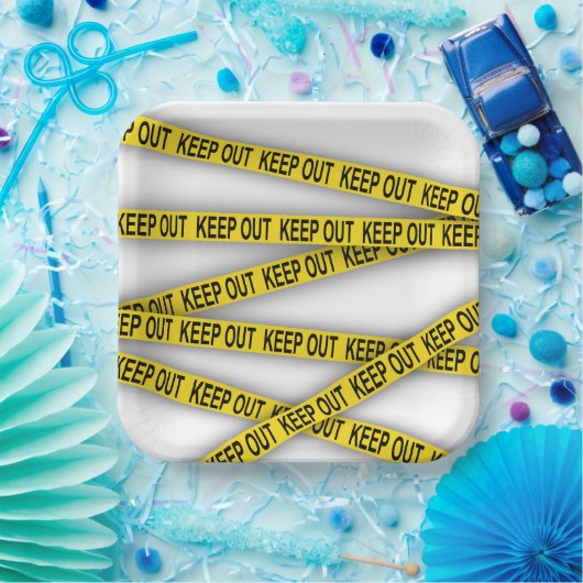 消保留は警察テー遠くにプ3dを横断しない ペーパープレート (パーティー)