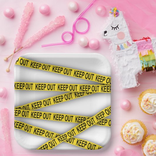 消保留は警察テー遠くにプ3dを横断しない ペーパープレート (パーティー)