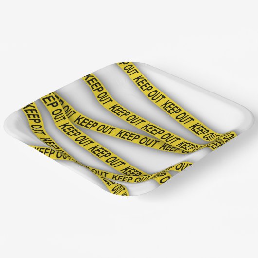 消保留は警察テー遠くにプ3dを横断しない ペーパープレート (傾斜あり)