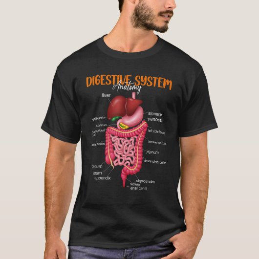 消化おもしろい系解剖学 Tシャツ (正面)