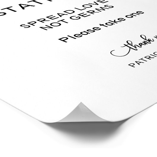 消毒ステーションスプレッド愛Not Germsサイン ポスター (角)