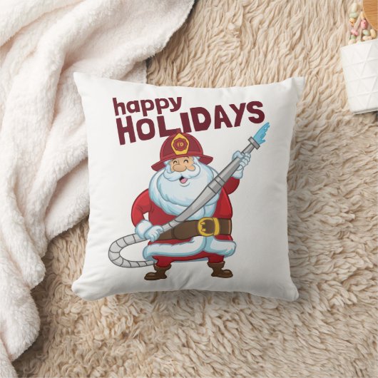 消火クリスマスサンタクロース消防士 クッション (ブランケット)