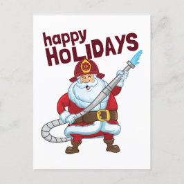 消火クリスマスサンタクロース消防士 シーズンポストカード