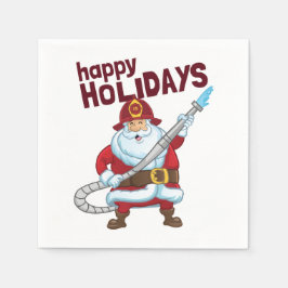 消火クリスマスサンタクロース消防士 スタンダードカクテルナプキン