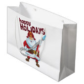 消火クリスマスサンタクロース消防士 ラージペーパーバッグ (正面アングル)