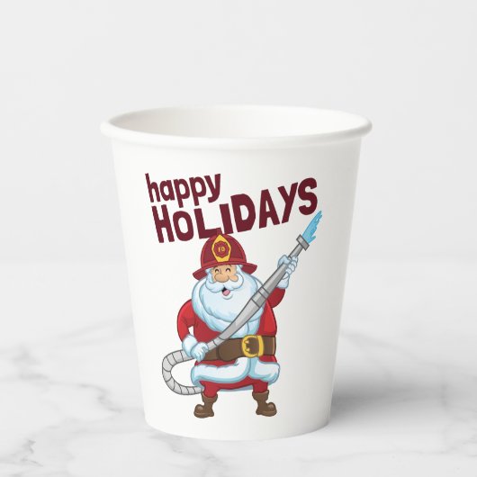 消火クリスマスサンタクロース消防士 紙コップ (正面)
