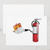 消火器で火を消すパーティーの招待状 招待状 (正面/裏面)