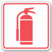 消火器のシンボル、白は赤、赤縁ど シール (正面)