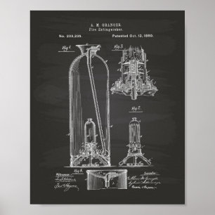 消火器1880パテントアート – Chalkboard ポスター