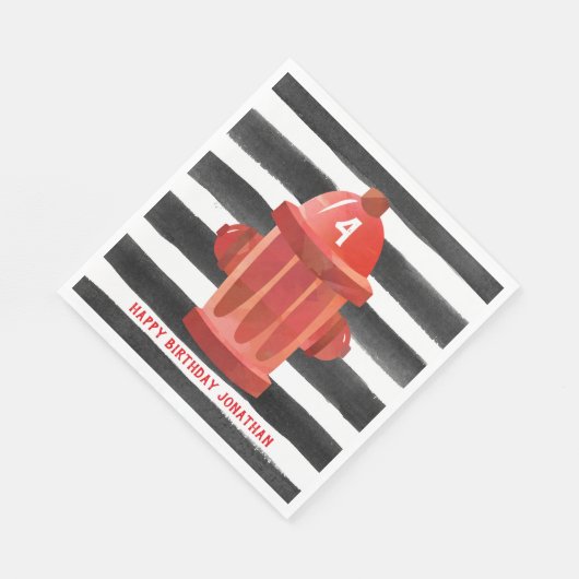 消火栓の誕生日パーティナプキンズ – 消防車 スタンダードランチョンナプキン (角)