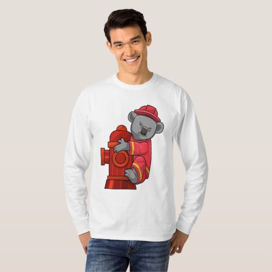 消火栓付き消防士としてコアラ Tシャツ (正面フル)