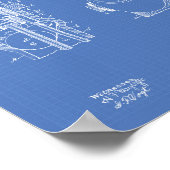 消火栓1903特許芸術 – 青写真 ポスター (角)