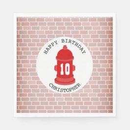 消火栓+レンガ消防士誕生日パーティー スタンダードランチョンナプキン