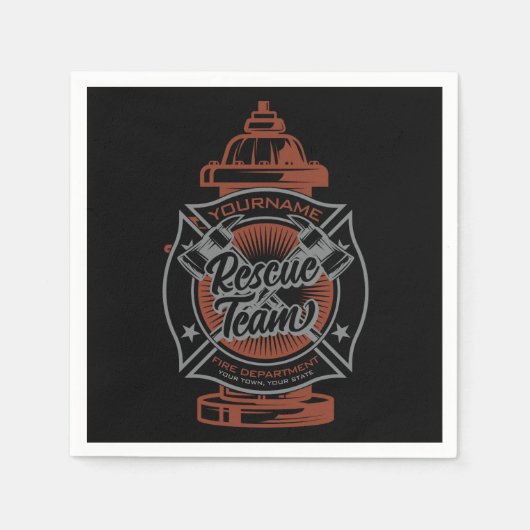消火栓ADD NAME消防士救助チーム スタンダードカクテルナプキン (正面)
